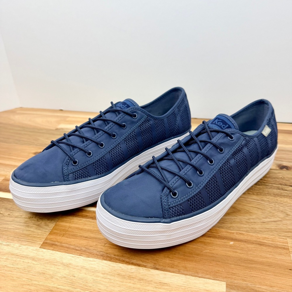Keds Triple Up Navy Blue Mesh Nylon Platform Sneakers WF58055M Womens 9.5